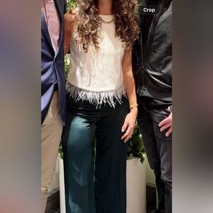 White leather feather detail sleeveless top. Sz XS. Worn once.